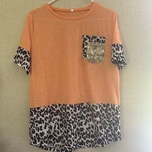 Leopard Print Women’s Shirt - Orange